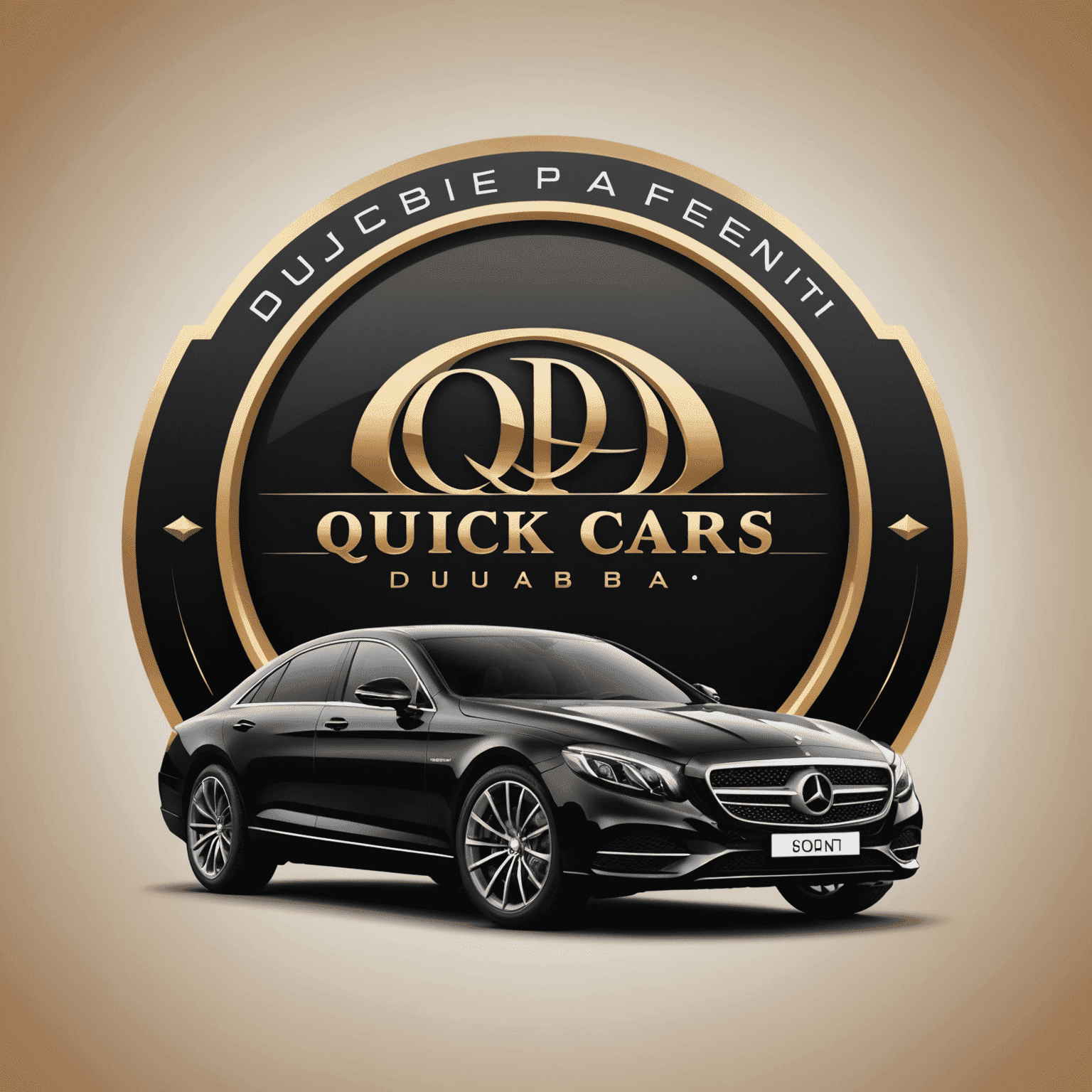 Quick Cars Rent Dubai logo featuring a stylized luxury car silhouette
