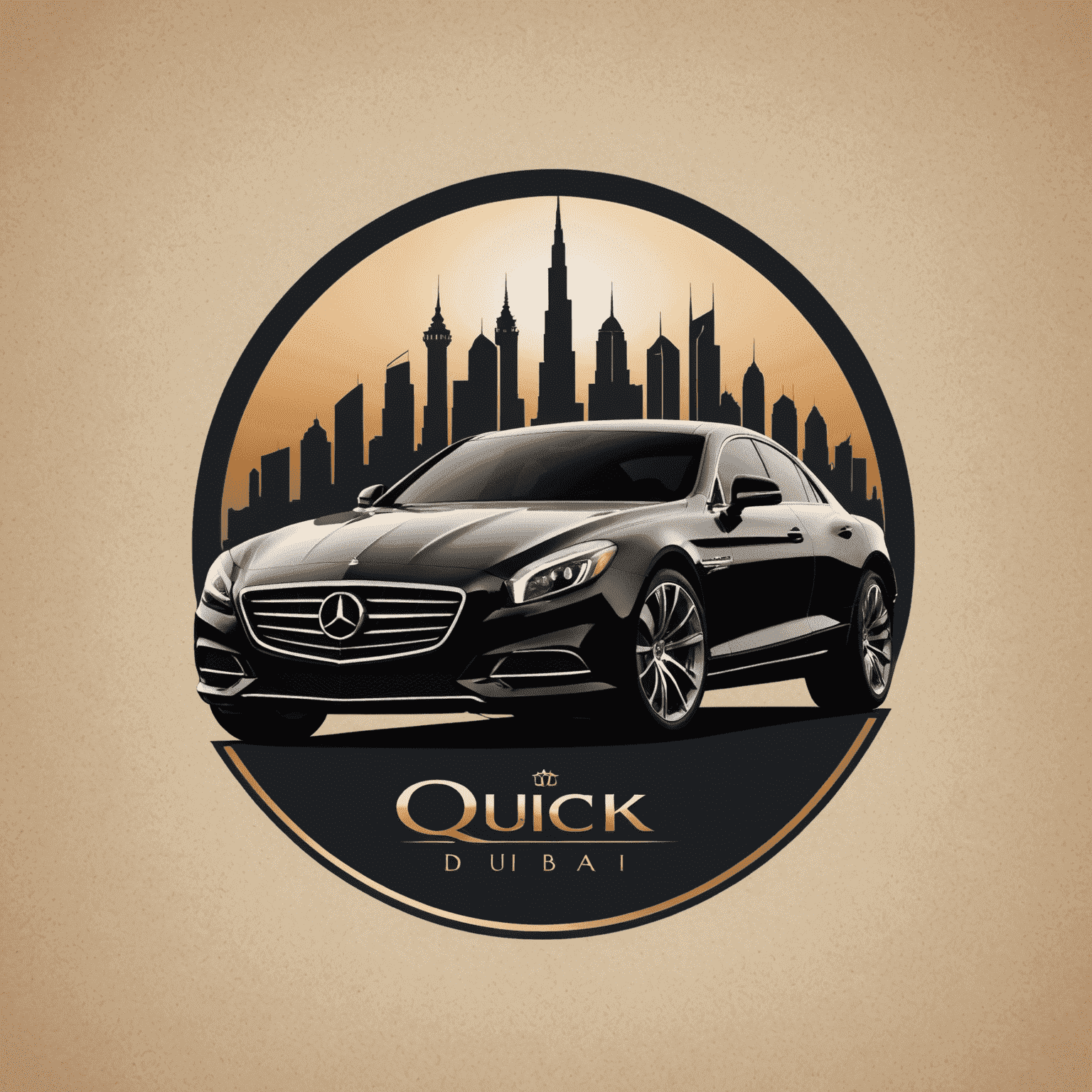 Quick Cars Rent Dubai logo featuring a stylized luxury car silhouette