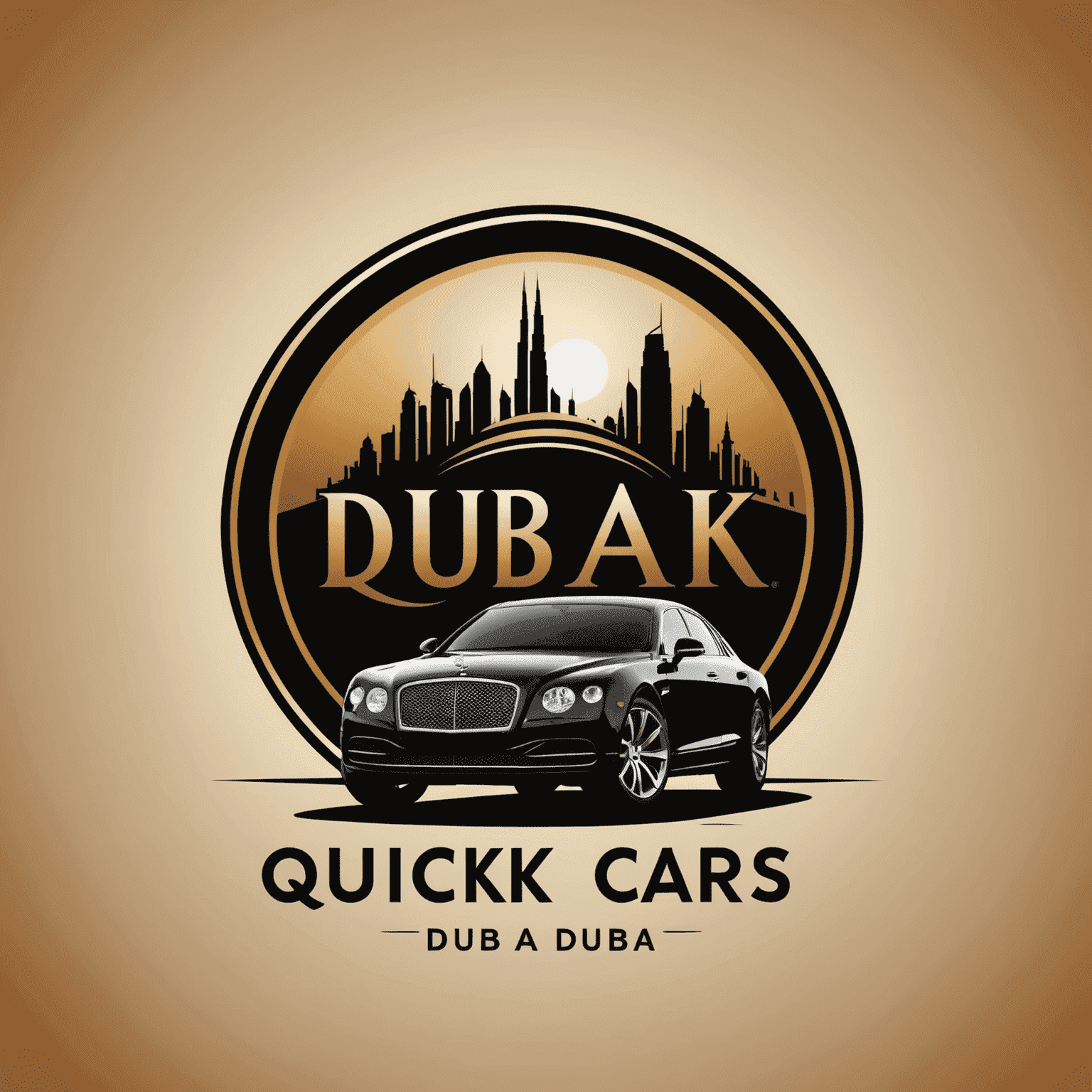Quick Cars Rent Dubai logo featuring a stylized luxury car silhouette