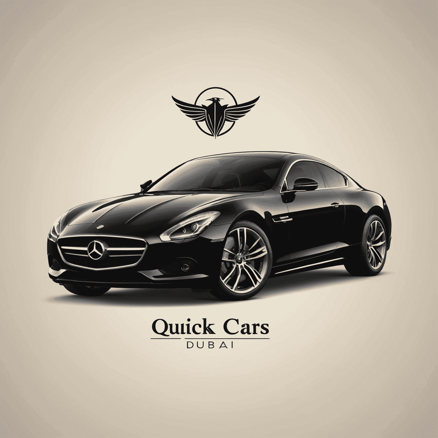 Quick Cars Rent Dubai logo featuring a stylized luxury car silhouette