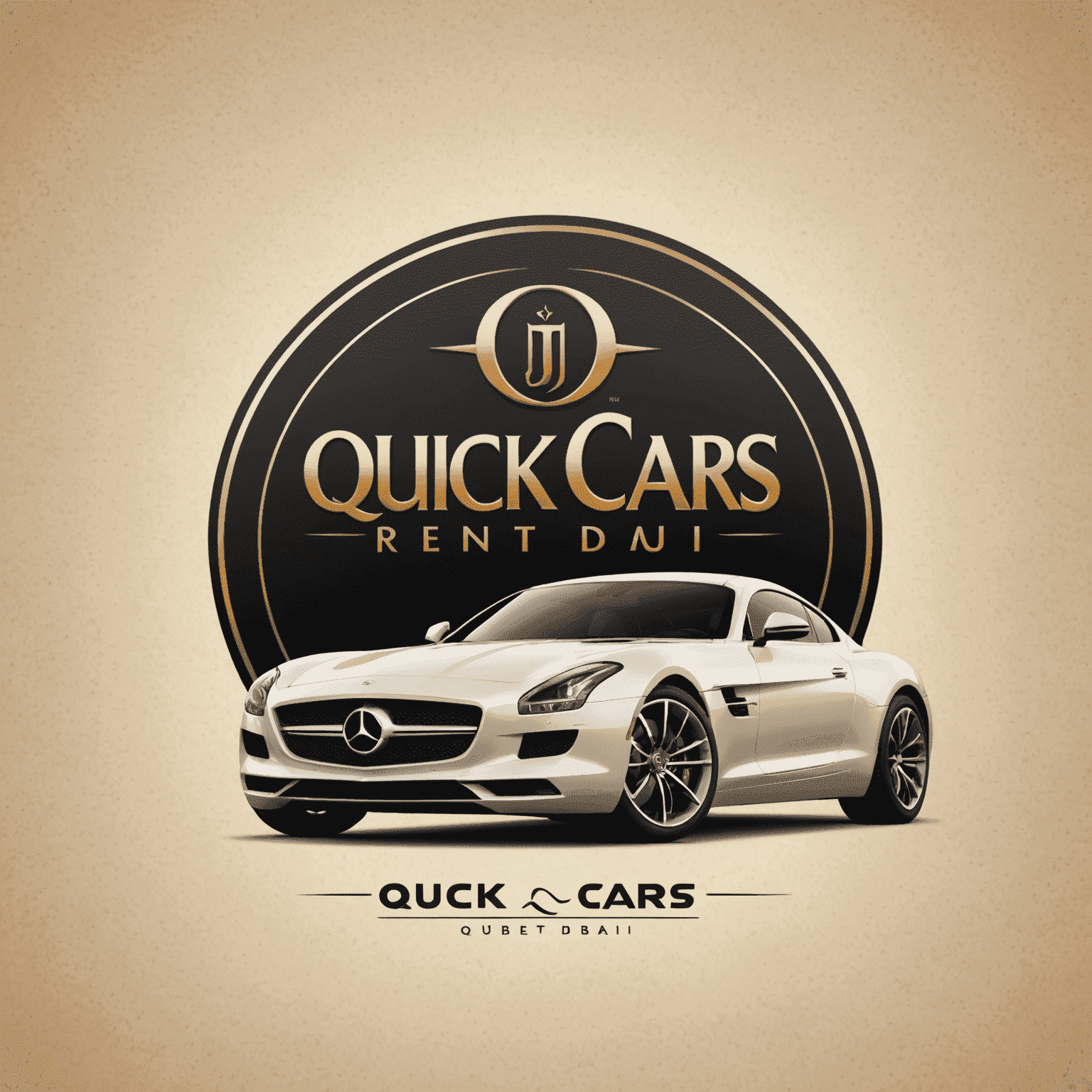 Quick Cars Rent Dubai logo featuring a stylized luxury car silhouette