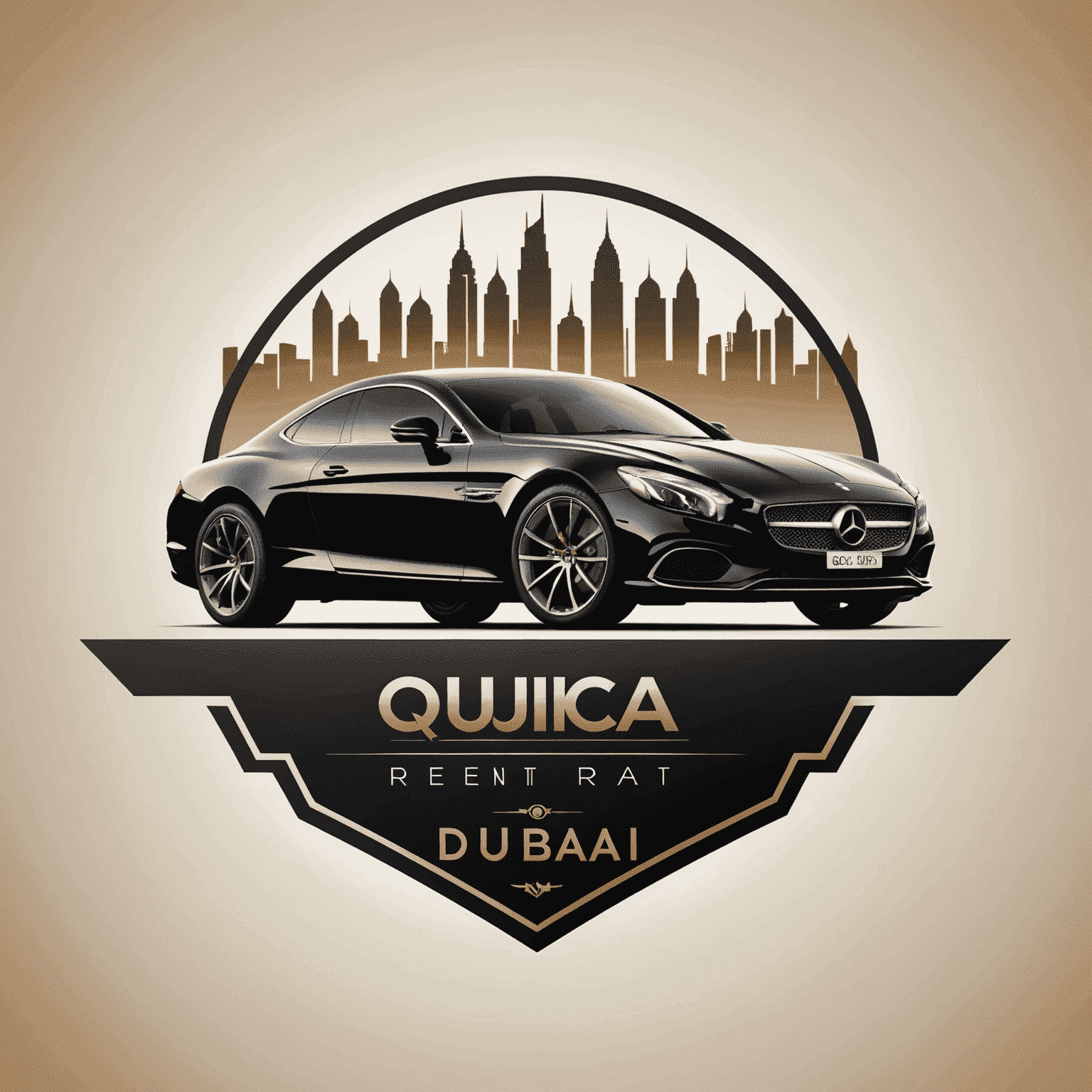 Quick Cars Rent Dubai logo featuring a stylized luxury car silhouette