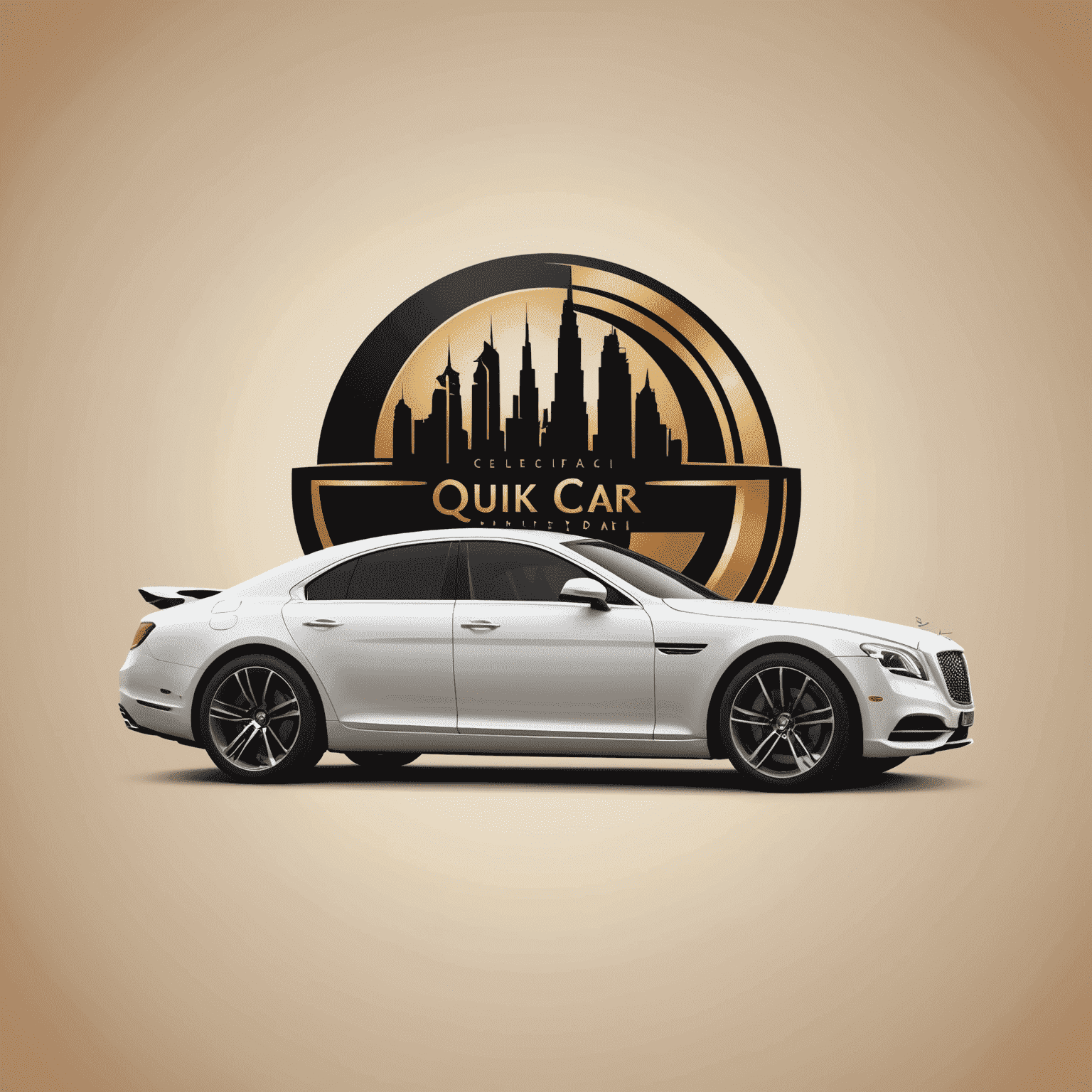 Quick Cars Rent Dubai logo featuring a stylized luxury car silhouette