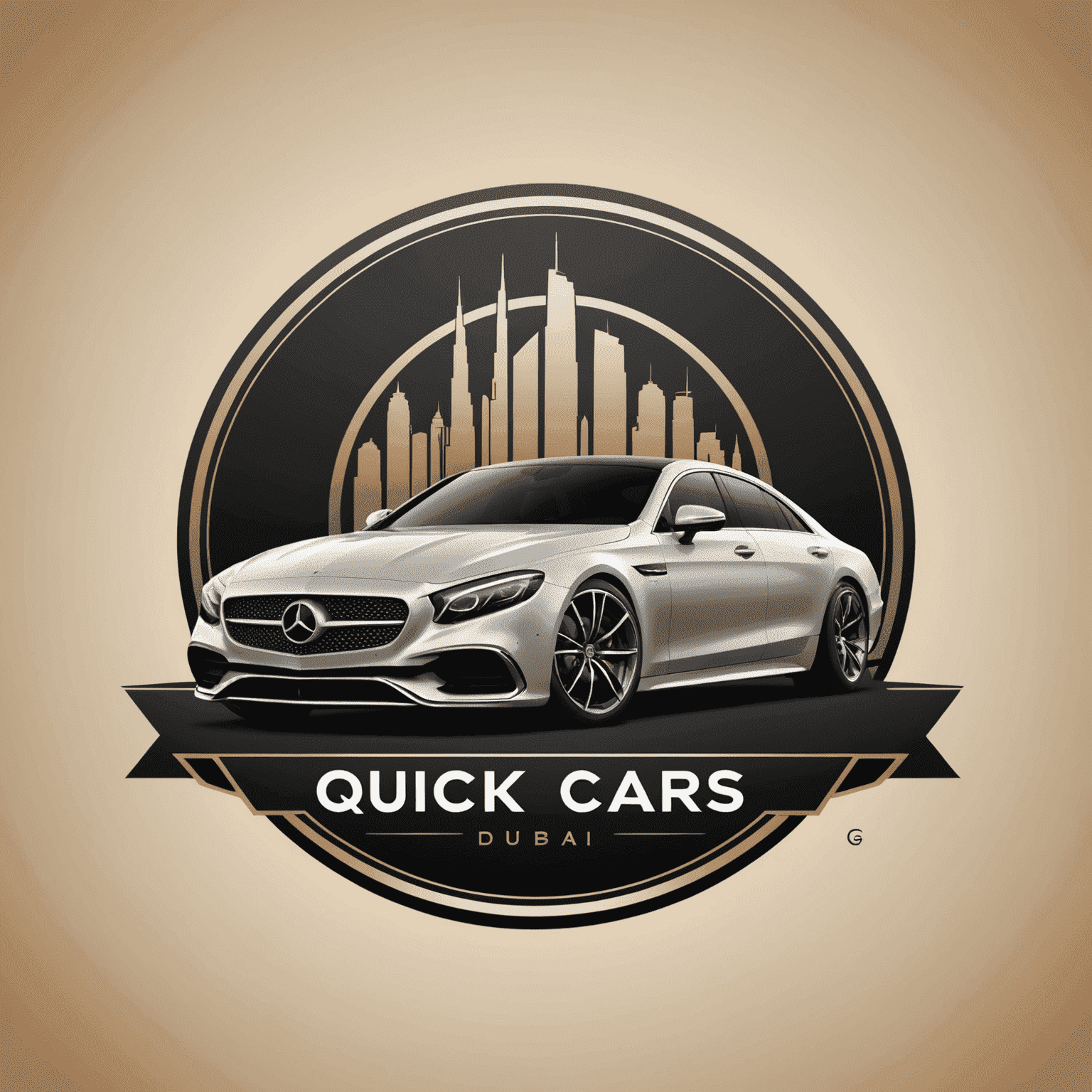 Quick Cars Rent Dubai logo featuring a stylized luxury car silhouette