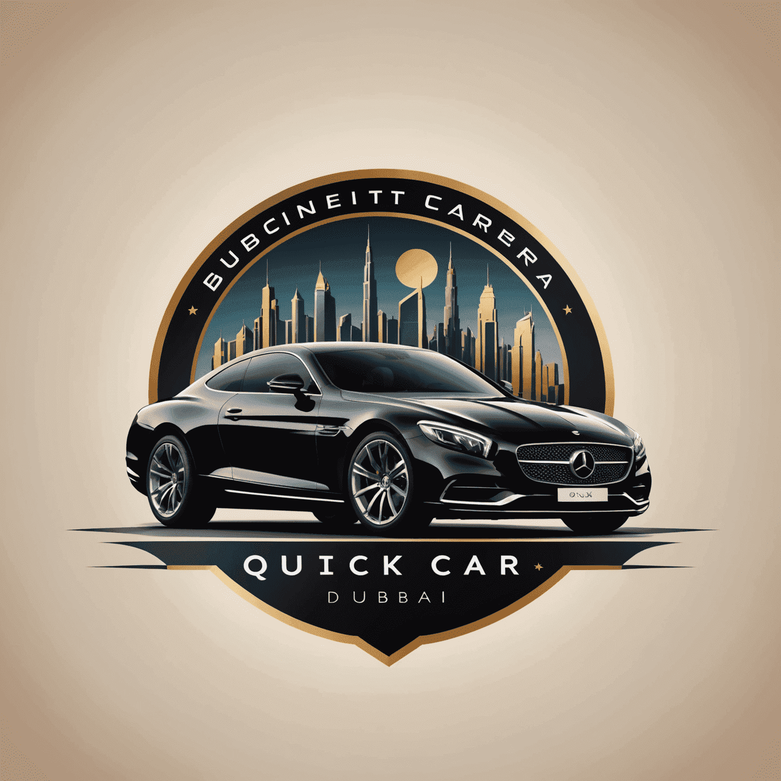 Quick Cars Rent Dubai logo featuring a stylized luxury car silhouette